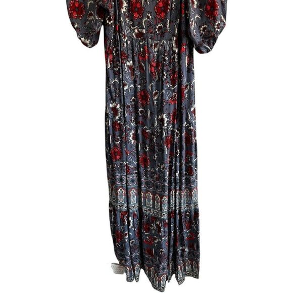 Knox Rose Sky Blue Boho Bohemian Midi Dress Size XXL Tiered Bishop Sleeve - Picture 3 of 13